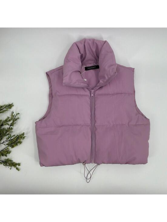 merokeety Jackets & Blazers - Lavender Cropped Puffer Vest Pastel Purple Merokeety Size S